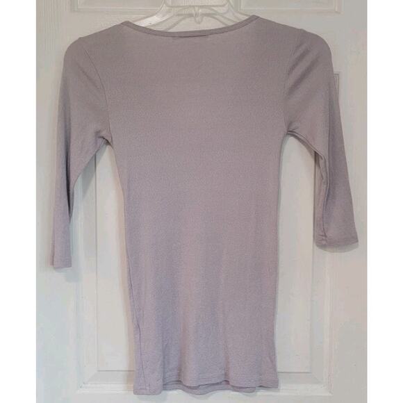 Michael Stars Womens Blouse Top Size OS Gray V-neck LS - Picture 3 of 4